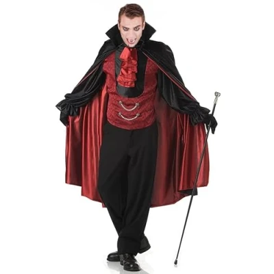 Image of Forever Young Mens Count Bloodthirst Vampire Halloween Fancy Dress Costume (Small)