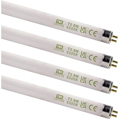 Image of TBE LIGHTING T5 8w Fluorescent Tube Lamps 288mm CFL Bulbs G5 2 Pin Base Fittings High Efficiency Lamps, Day Light White 6500K (4 Pack)