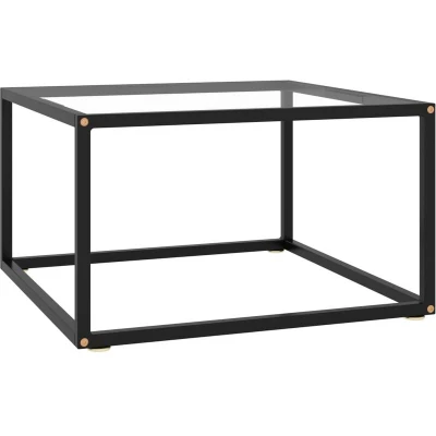 Image of vidaXL Coffee Table Black with Tempered Glass 60x60x35 cm