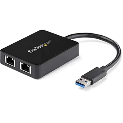Image of StarTech.com USB 3.0 to Dual Port Gigabit Ethernet Adapter w/ 10/100/100 LAN Network NIC (USB32000SPT)