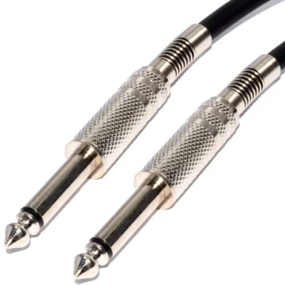 Image of kenable Pulse 6.35mm Low Noise Guitar Cable Nickel Connectors BLACK Lead 5m [5 metres]