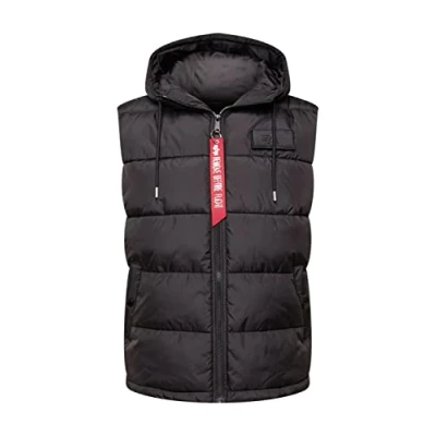Image of Alpha Industries Hooded Puffer Waistcoat, Men&#039;s, Size: XXL, Black