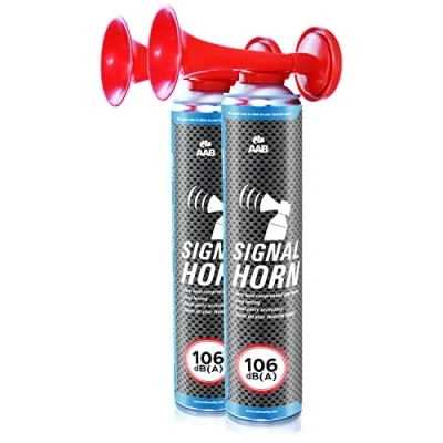 Image of AABCOOLING Signal Horn Set of 2 Loud Sport Accessory, Air Horn, Blower, Fog Long Lasting Supporters Football Fan Noisemaker, Up to 320 Short Sound Signals
