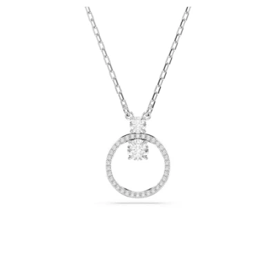 Image of Swarovski Constella pendant, Round cut, White, Rhodium plated