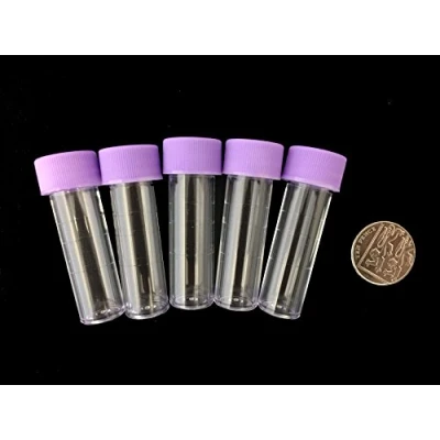 Image of 5ml Plastic Test Tubes vials Sample containers Powder Craft with Purple Screw caps (10)