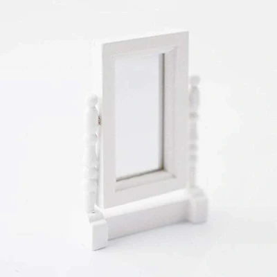 Image of Melody Jane Dolls House White Swivel Dressing Table Mirror Miniature Bedroom Accessory 1:12