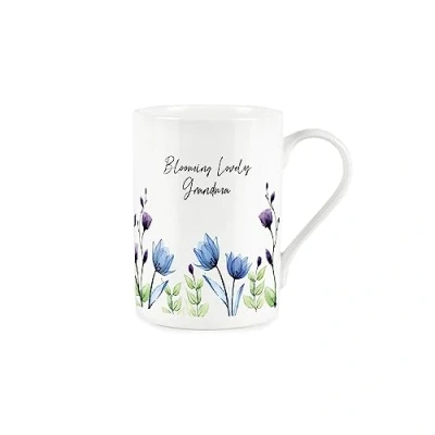 Image of Grandma Gift Mug Blooming Lovely White Floral Bone China Tea Coffee Present