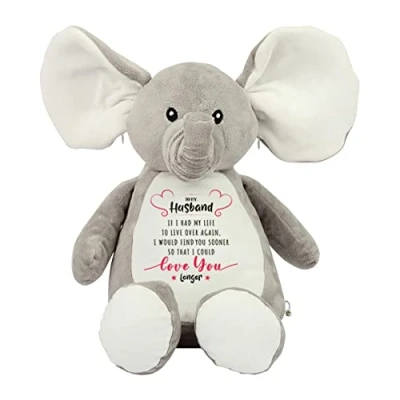 Image of Getagift To My Husband Forever Yours Valentines Day Wedding anniversary birthday Soft Toys, Teddy Bear. (Elephant)