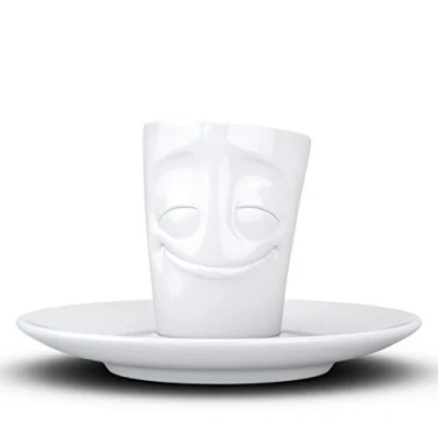 Image of Fifty Eight T02.12.01 Espresso Mug and Saucer (Pleasure), Hard Porcelain, White