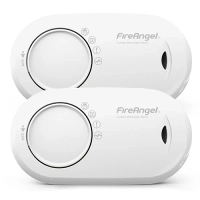 Image of FireAngel Carbon Monoxide Alarm and Detector FA3313 10 Year Sensor Life CO for Home with 1 Replaceable Batteries Travel, Portable 2 Pack White