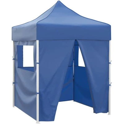 Image of vidaXL Professional Folding Party Tent with 4 Sidewalls 2x2 m Steel Blue