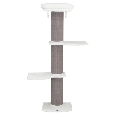 Image of TRIXIE Acadia Gray/White Designer Wall Mounted Cat Tower, with Oversized Scratching Post, Three Platforms, Removable Bed, Brackets Included, White/Gray (44073)