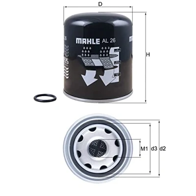 Image of 201602385, 20754416, 207544160, 21267818, 21602385 air Dryer Cartridge, compressed system MAHLE ORIGINAL AL 26 135,5mm