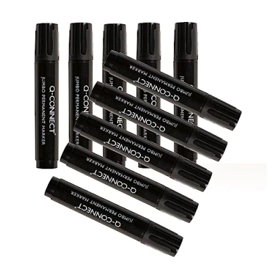 Image of Q Connect Jumbo Permanent Marker Pen Chisel Tip Black (Pack of 10) KF00270