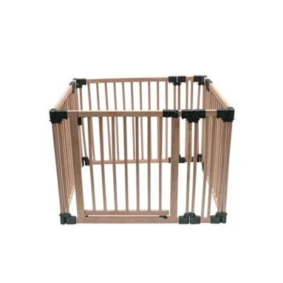 Image of Safetots Wooden Play Den, 100cm x 100cm, Natural Wood, Baby Playpen, Den for Toddlers, Square Pen, Easy Installation