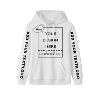 Image of PRFELMG Custom Hoodies For Men Women Unisex, Add Your Text Picture Logo Name Photo Image Design Own Personalised Sweatshirts, Sweatshirt Hoodie Couple White