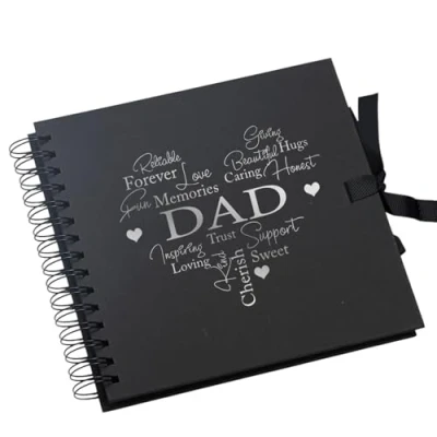 Image of Dad Black Scrapbook Guest Book Or Photo Album with Silver Script