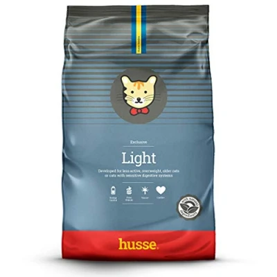 Image of Husse Exclusive Light Dry Cat Food, Chicken &amp; Rice Based Recipe, Balance Nutrition and Weight Management for Cats, Complete Nutritonal Ingredients, Digestive Support Feline Wellness, 2kg