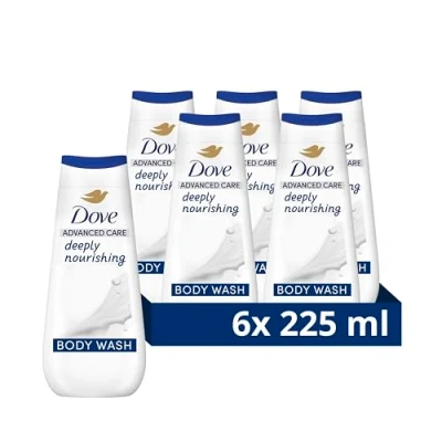Image of Dove Advanced Care Deeply Nourishing Body Wash Cleanser shower gel with skin natural nutrients for instantly lotion soft 6x 225 ml