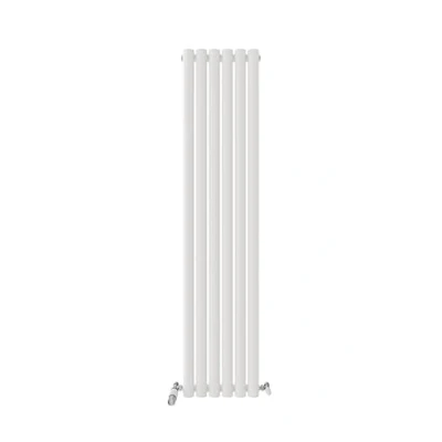 Image of VeeBath Montpellier Matt White Low Carbon Mild Steel Vertical Single Oval Panel Bathroom Heating Radiator 1600 x 360mm