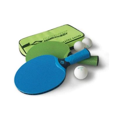 Image of Donic Schildkröt Alltec Hobby Outdoor Table Tennis Set, 2 Plastic Bats, Weatherproof and Washable, 3 Balls, Valuable Bag, 788648