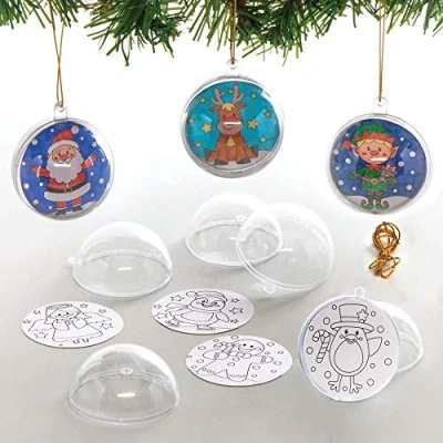 Image of Baker Ross Christmas Colour in Baubles Pack of 8, Bauble Craft Kits for Kids, Make Your Own Decorations (AX478)