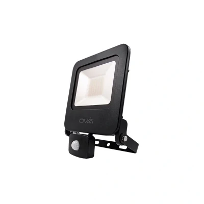 Image of Ovia 50W LED Floodlight With PIR IP44 3000K Black