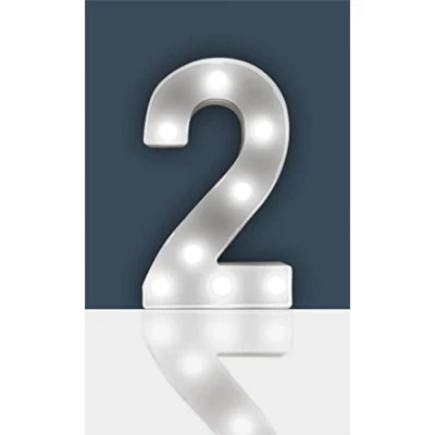 Image of Battery Operated 3D LED Number Light Perfect for use as a Night or at Weddings and Parties (Number 2)