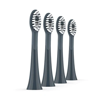 Image of Ordo Replacement Sonic Electric Toothbrush Heads with Pulse Technology for Teeth Cleaning Plaque Removal Silicone Polishing Deep Clean Bristles Adults Pack of 4 Brush Black Charcoal Grey
