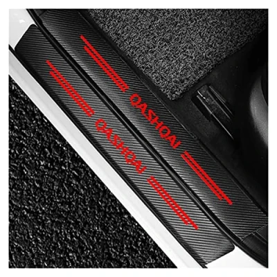 Image of CWWHY Car Carbon Fiber Door Sill Protector for NIS san Qashqai J10 J11 J12 2009 2021 Vinyl Stickers Auto Accessories Threshold Plate 4Pcs Scuff Plate, Red