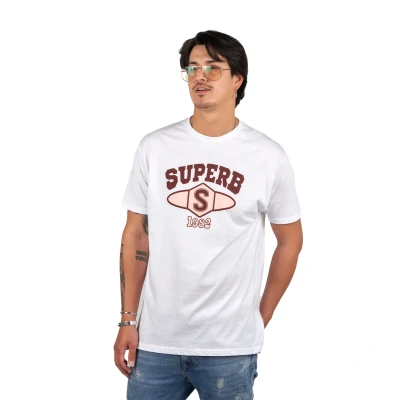 Image of Superb University SPRBCA 2201 Mens short sleeve round neck T shirt White Cotton Size Medium