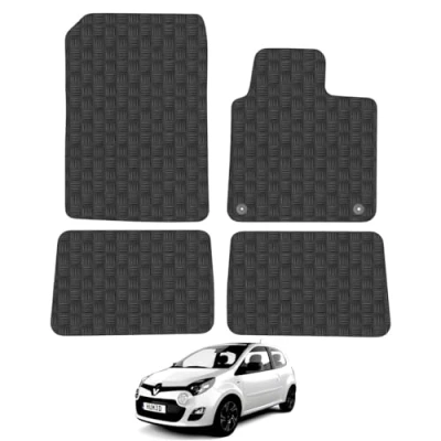 Image of 5mm Rubber Car Mats Compatible With Renault Twingo (2007 2014) Tailored Fit Floor Set Accessory Custom Anti Slip Backing Heavy Duty Waterproof Easy Clean Durable All Weather Full Coverage