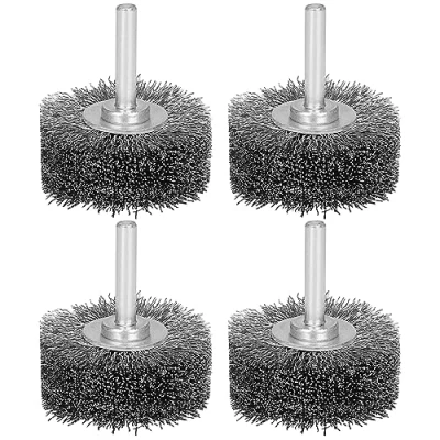 Image of SI FANG 2 Inch Wire Brush Wheel for Drill Attachment, 0.0118&quot; Coarse Stainless Steel 3/4&quot; Face Width Heavy Duty Rotary Scratch Brushes, Metal Removal Rust &amp; Stripping (4PCS Brush)