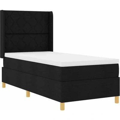 Image of Box Spring Bed with Mattress Black 100x200 cm Fabric Vidaxl