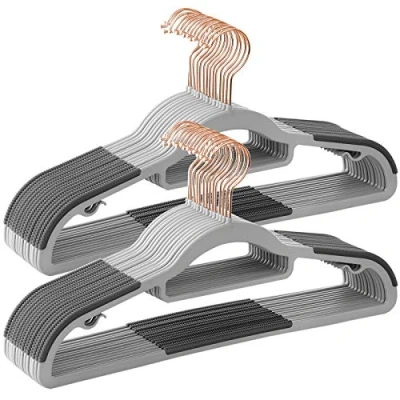 Image of SONGMICS Coat Hangers, Pack of 30, Heavy Duty Plastic Hangers with Non Slip Design, Space Saving Clothes 0.5 cm Thick, 42 Long, 360 Swivel Hook, Light Grey and Dark CRP020G01