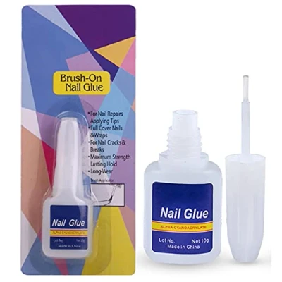 Image of 10g Nail Bond Glue Extra Strong with Brush (10ml) Super False For Acrylic Tips Professional Salon Quality Stick On Nails Anti Fungal