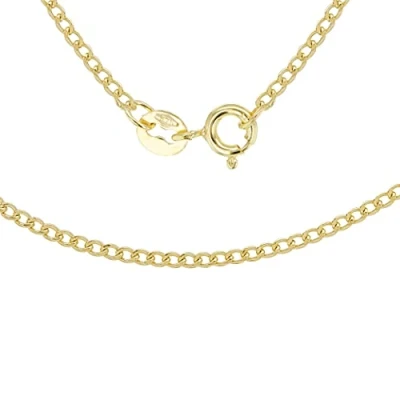 Image of Carissima Gold Unisex 9 ct Yellow 1.9 mm Flat Curb Chain Necklace of Length 46 cm/18 Inch