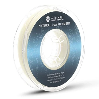 Image of SainSmart 1.75mm PVA Dissolvable 3D Printers Filament, Upgrade Water Soluble Support Filament for 0.5kg/1.1lbs (Natural), Dimensional Accuracy +/ 0.05mm