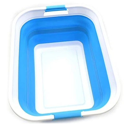 Image of SAMMART 42L Collapsible Plastic Laundry Basket Foldable Pop Up Storage Container/Organizer Portable Washing Tub Space Saving Hamper/Basket/Basin (Sky Blue, 1)