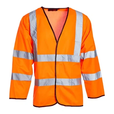 Image of Blackrock Hi Vis Long Sleeve Vests Orange, Reflective High Jackets, Viz, Work Utility &amp; Safety Clothing, Neon Clothes, Running, Jacket, Hivisible, Security, PPE, Fluorescent Size 3XL
