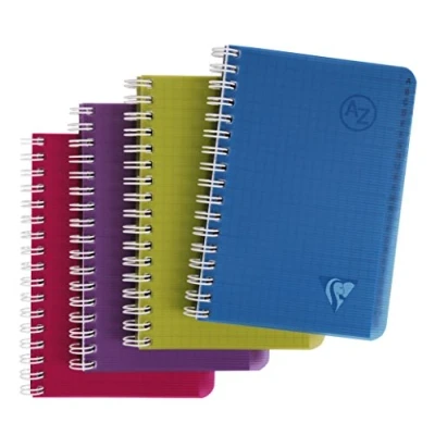 Image of Clairefontaine 329225C Lot de 10 Répertoires à Spirale Linicolor 9x14 cm 100 Pages Petits Carreaux Papier Blanc 90 g Couverture Polypro Transparent Couleurs Aléatoires intensive