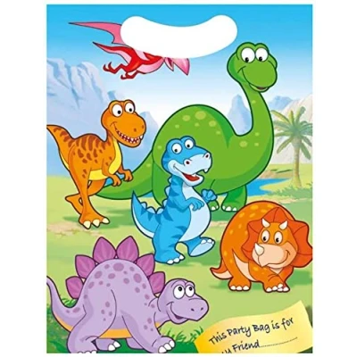 Image of MustBeBonkers 12 Party Bag Fillers &amp; Favours Dinosaur Bags with Handles Design. (Ideal for Children Aged 3 14) (Loot Bag, 12)