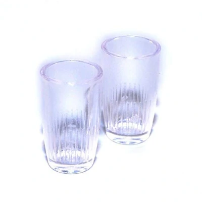 Image of Melody Jane Dolls House Pair of Clear Vases Miniature Flower Holder1:12 Scale Accessory