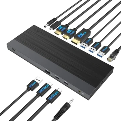 Image of WAVLINK USB C Docking Station with 65W Charging, 13 in 1 Triple Display Type Dock 2 HDMI, DisplayPort, Ethernet, 4 3.0, SD/TF Card Reader, Audio for Mac Windows and More