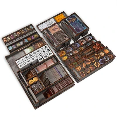 Image of SMONEX Wooden Organizer Compatible with Gloomhaven Board Game Box Suitable for Storage All Expansions Insert and (Gray)