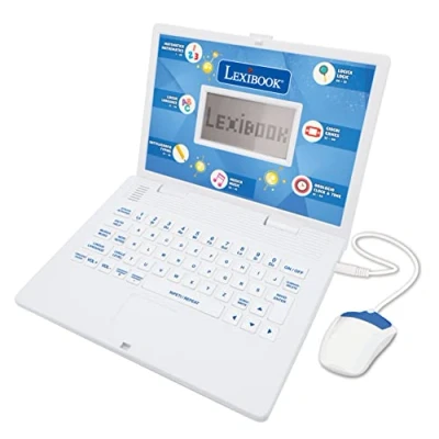 Image of Lexibook, Educational and Bilingual Laptop Italian/English, Toy with 124 Activities to Learn Mathematics, Dactylography, Logic, Clock Reading, Play Games Music, White, JC598i5
