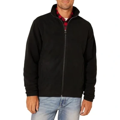 Image of Amazon Essentials Men&#039;s Full Zip Fleece Jacket (Available in Big &amp; Tall), Black, XXL