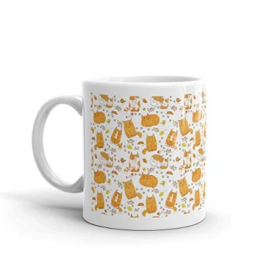 Image of DV Mugs Ltd Cute Ginger Cats Pattern Mug Cat Kitten Orange Mum Auntie Cup #15291