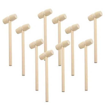 Image of TOYMIS 10Pcs Wooden Crab Mallets Seafood Shellfish Hammers Dessert Making Mallet for Cracking Chocolate Shell, Small
