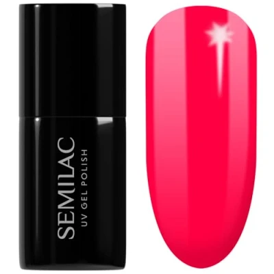 Image of SEMILAC 568 Neon Ruby Nail UV Gel Polish Long Lasting and Easy to Apply Soak off UV/Led Perfect for Home Professional Manicure Pedicure 7 ml